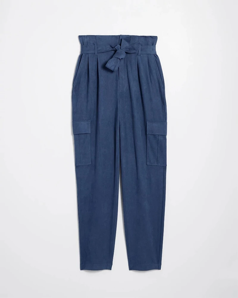 Ultra-Suede Paperbag Tapered Ankle Pant