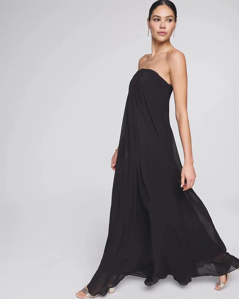 Petite Strapless Drape Gown