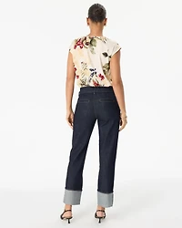 Cuffed High-Rise Straight Ankle Jean