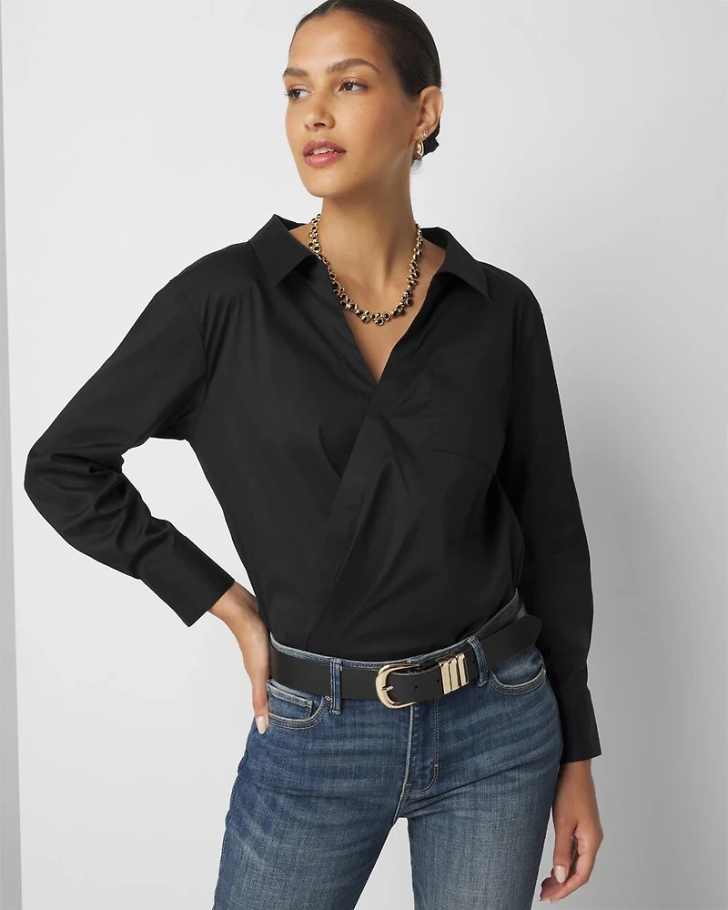 Cross Front Poplin Shirt