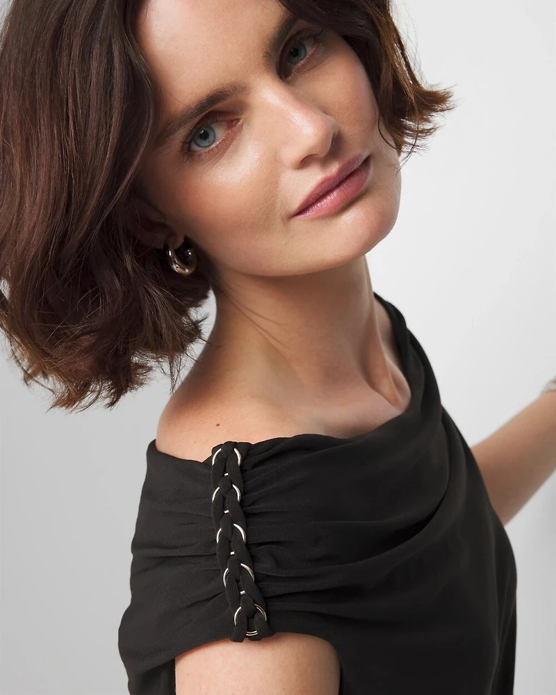 Matte Jersey At-the-Shoulder Banded Bottom Top