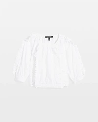 Petite Eyelet & Ruffle Blouse