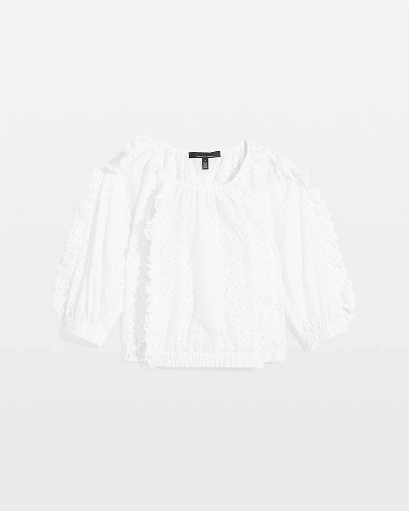 Petite Eyelet & Ruffle Blouse