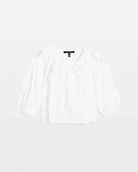 Petite Eyelet & Ruffle Blouse