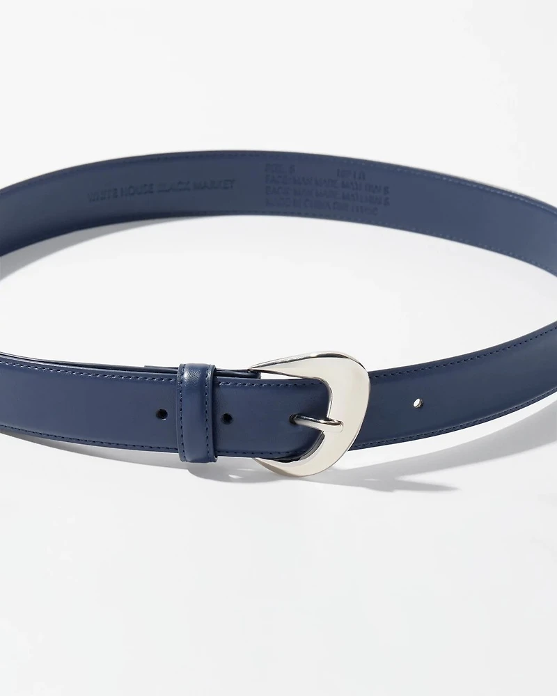 Sculptured Buckle Denim Belt