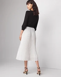Smocked Pleated Midi Skirt
