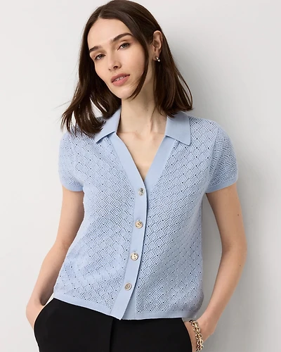 Textured Stitch Collared Cardigan