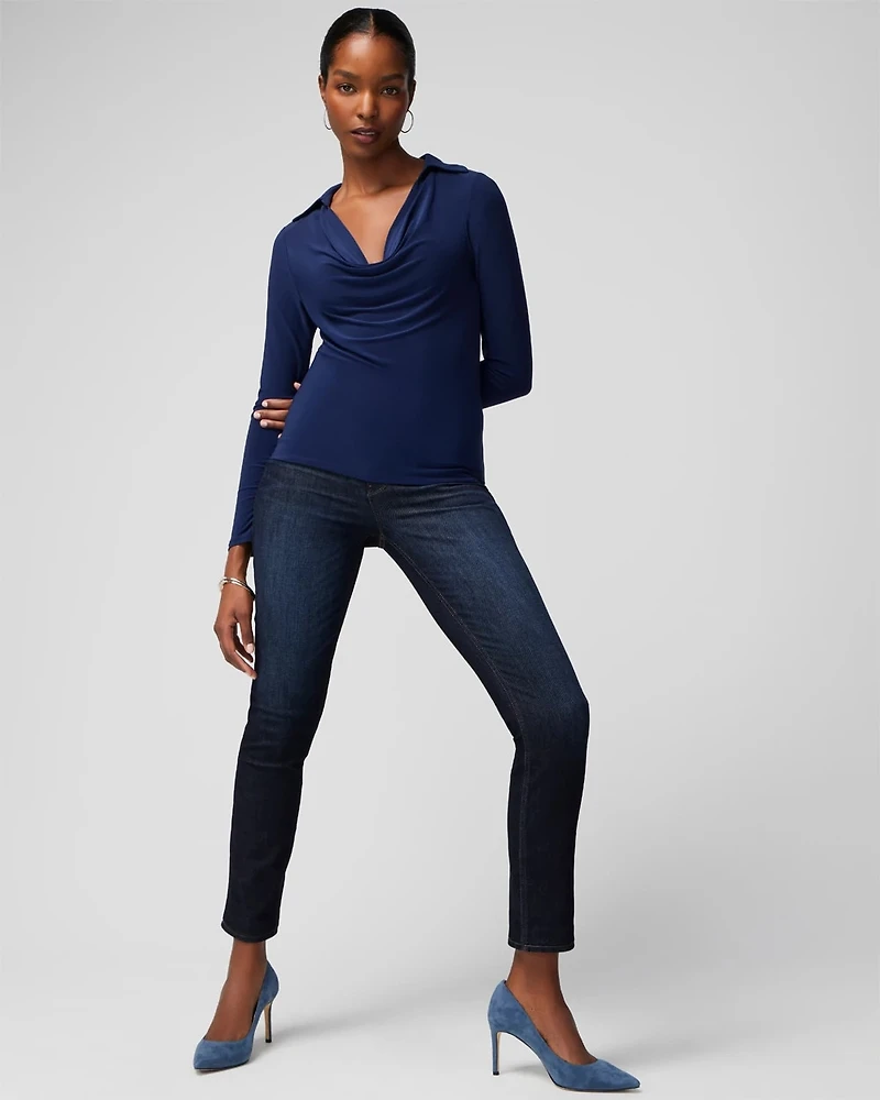 Collar Cowl Neck Long Sleeve Top