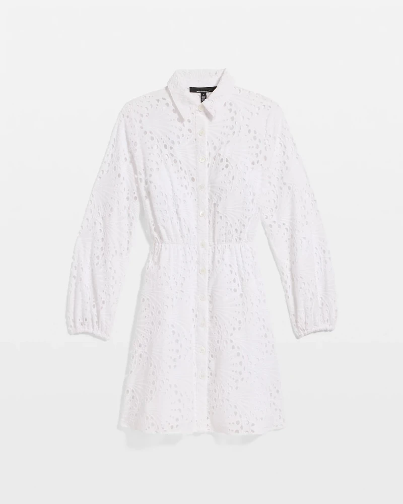 Eyelet Long Sleeve Cotton Dress