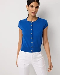 Pointelle Short Sleeve Cardigan