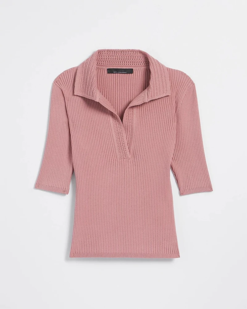 Elbow Sleeve Crochet Collar Pullover Sweater