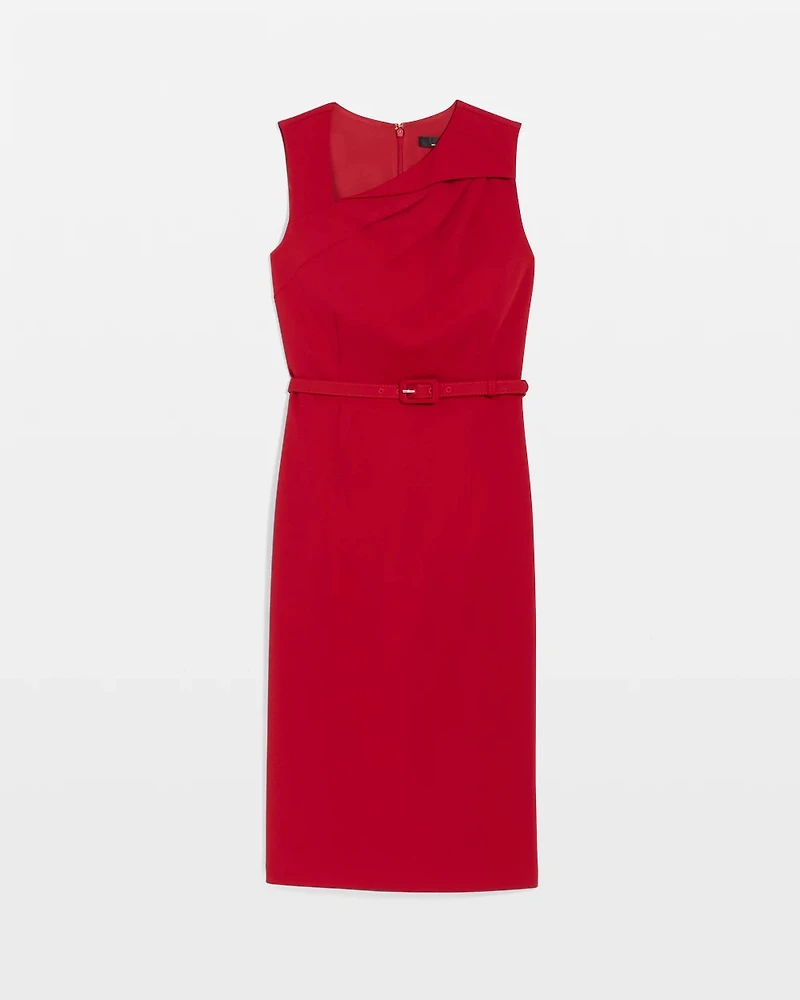 Knit Crepe Belted Sheath Dress