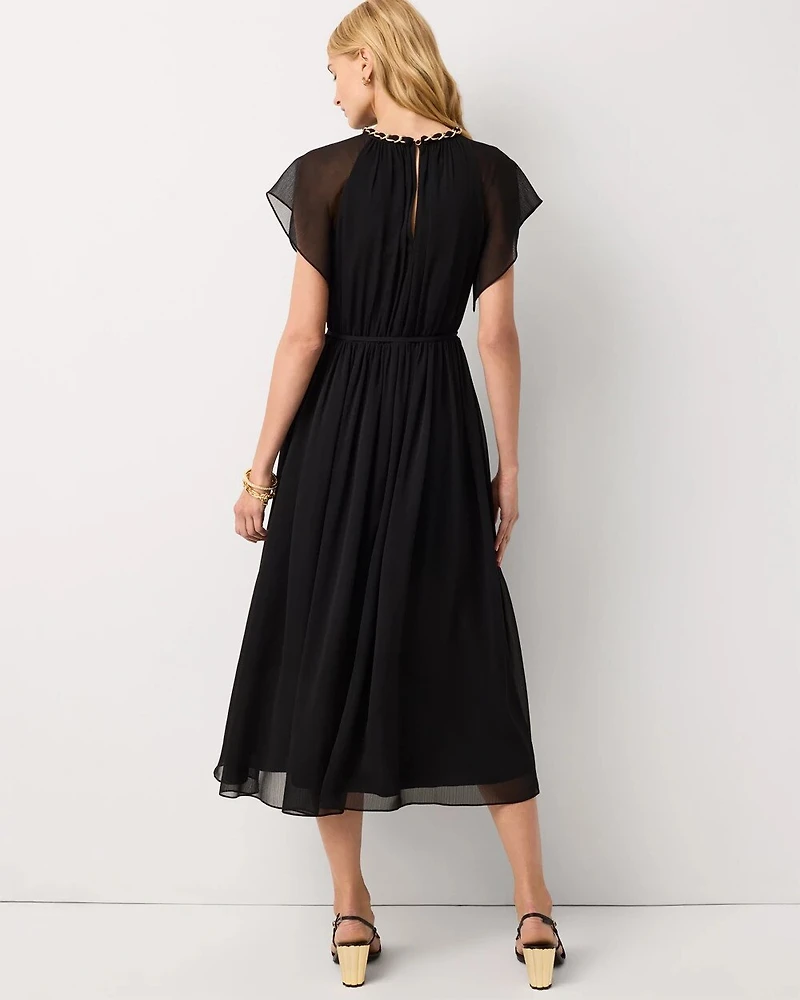 Chain + Keyhole Detail Midi Dress