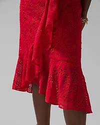 Eyelet Ruffle Wrap Dress