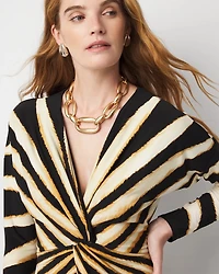 Sunburst Front Twist Midi Dress