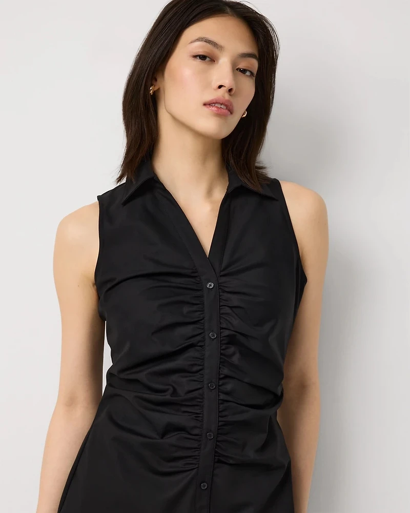 Petite Ruched Shirt Dress