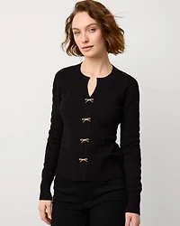 Bow Detail Textured Knit Pullover