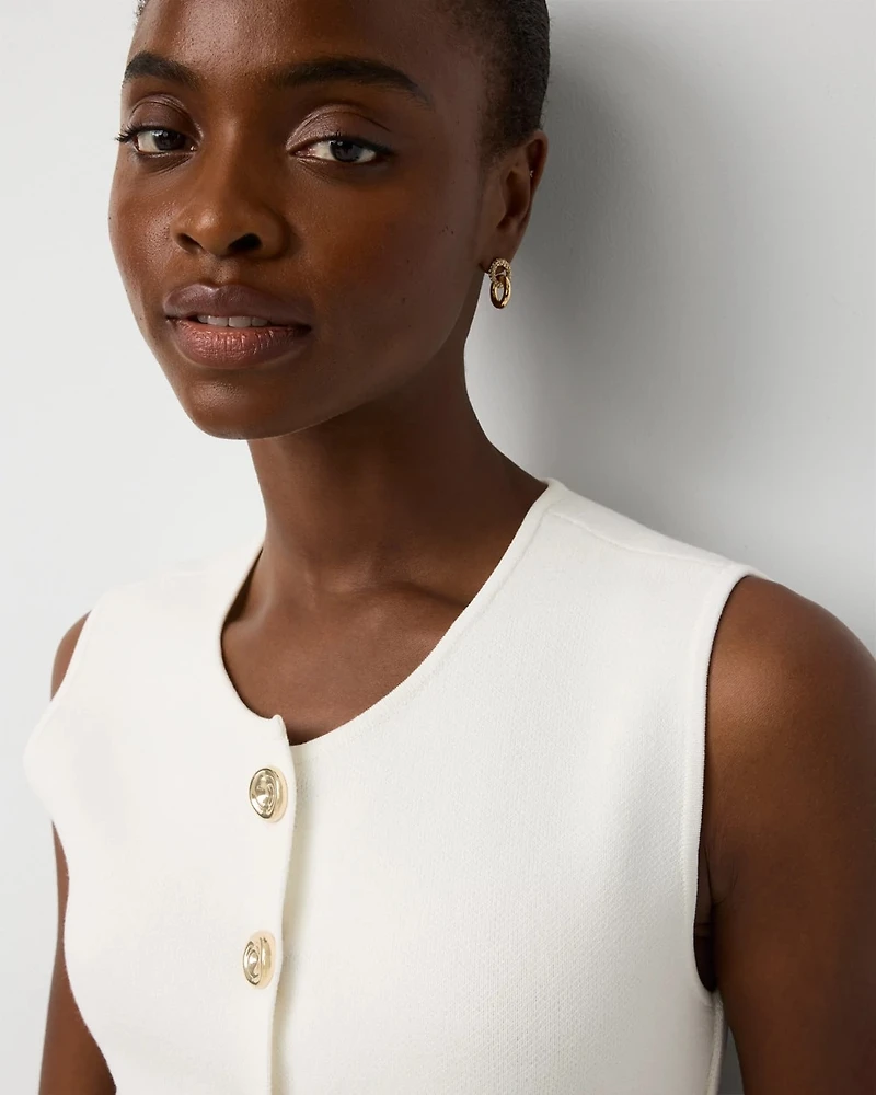 Button Front Longline Sweater Vest