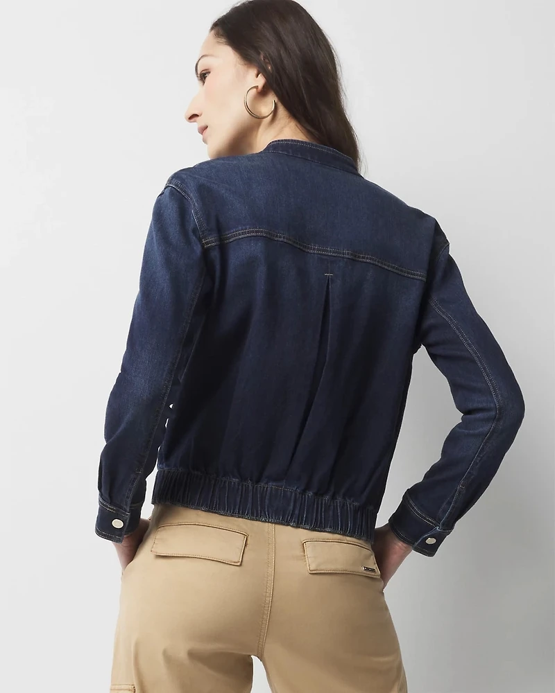 Petite Denim Bomber Jacket