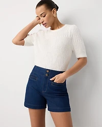 Braid Detail Extra High Rise Denim Short