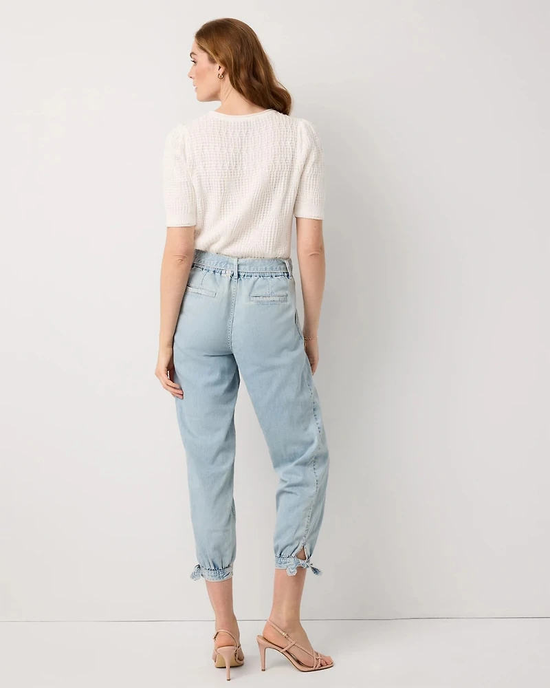 Petite High Rise Tapered Ankle Featherweight Jean