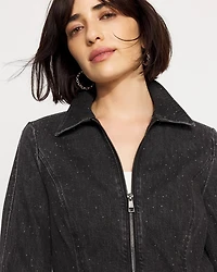 Rhinestone Peplum Denim Jacket