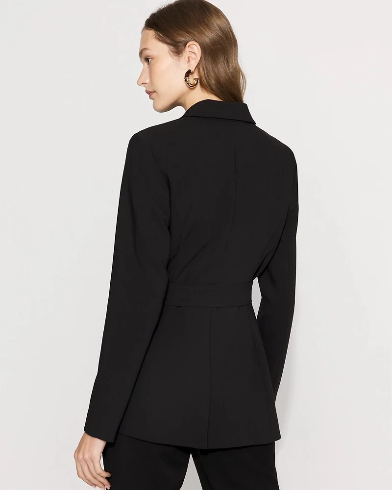 Belted One-Button Blazer