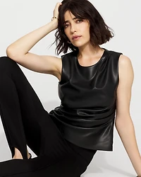 Faux Leather Draped Top