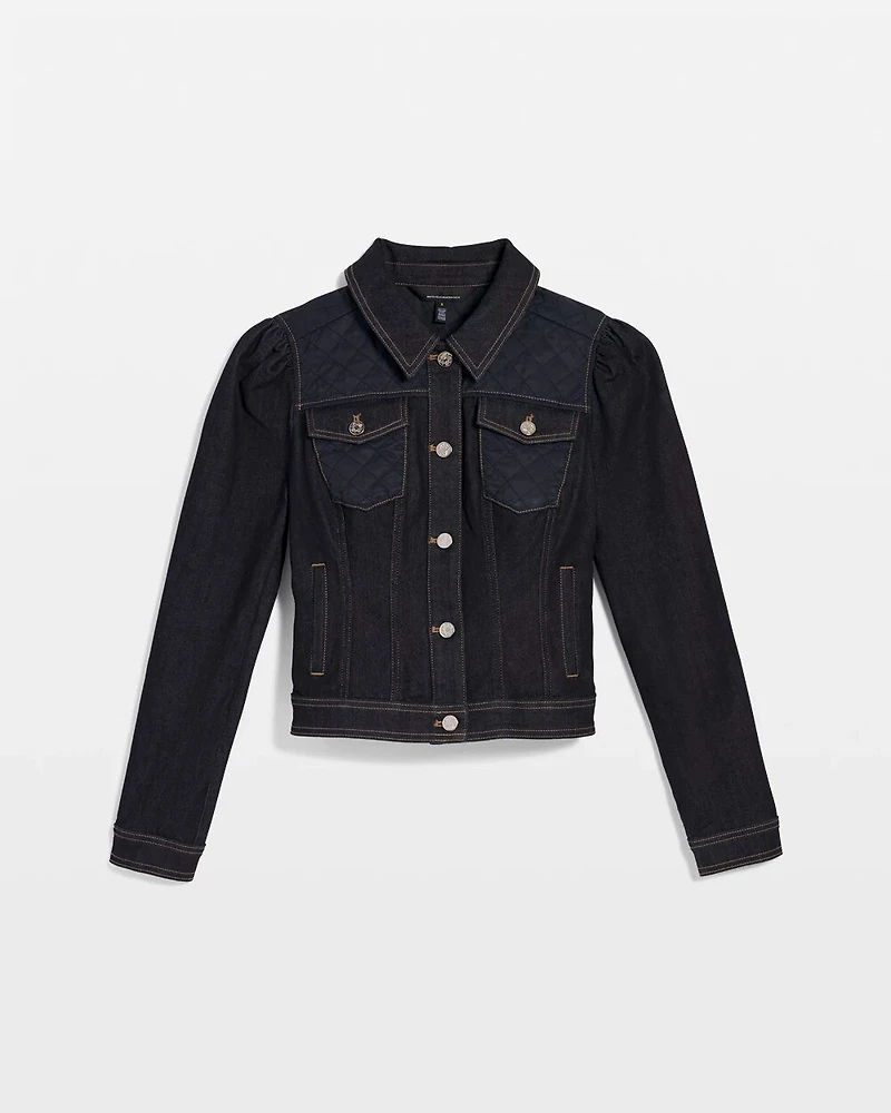 Petite Quilted Jean Jacket