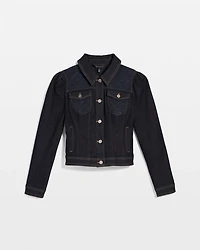 Petite Quilted Jean Jacket