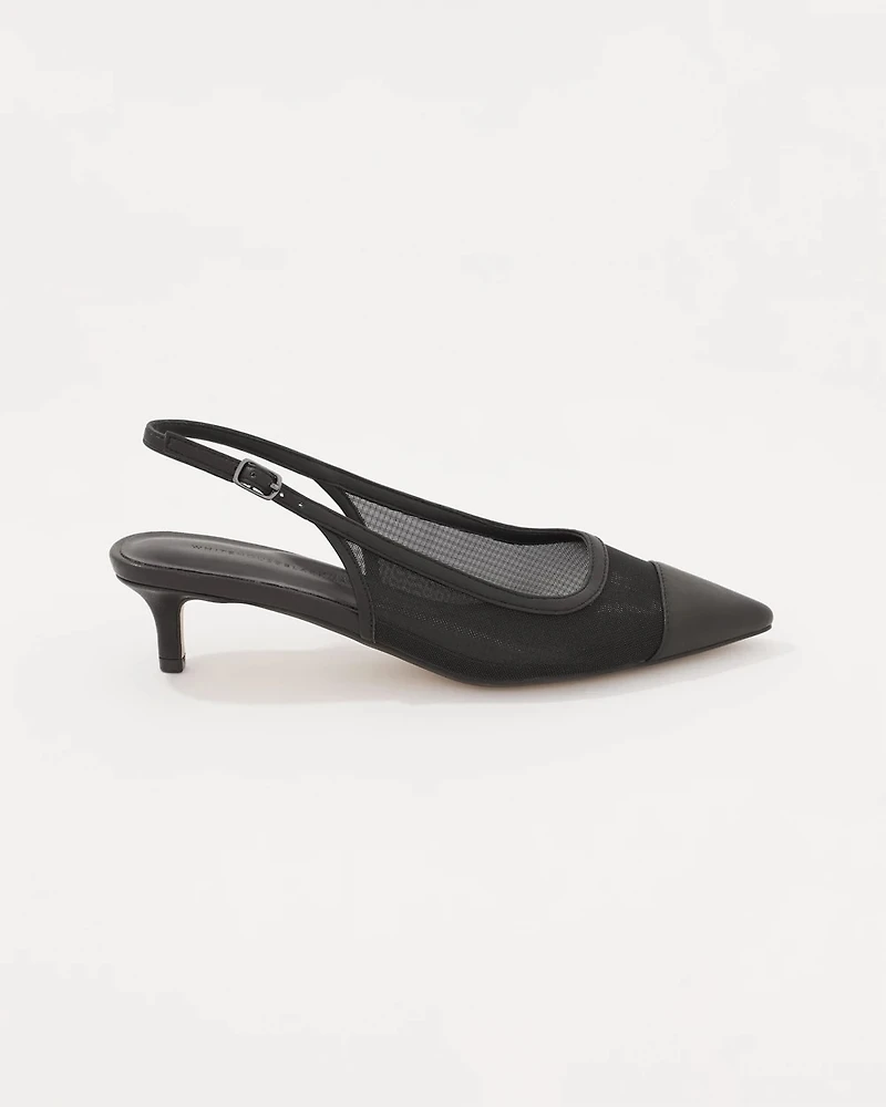 Mesh Kitten Heel Pump