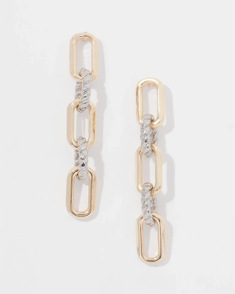 Mixed Metal Links Drop Earrings