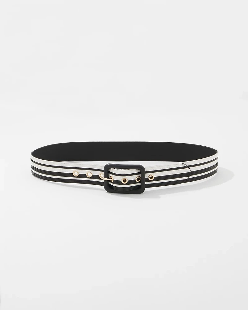 Black +White Faux Leather Belt