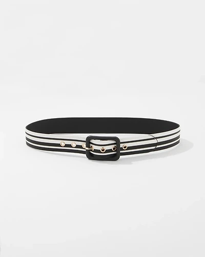 Black +White Faux Leather Belt