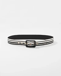 Black +White Faux Leather Belt