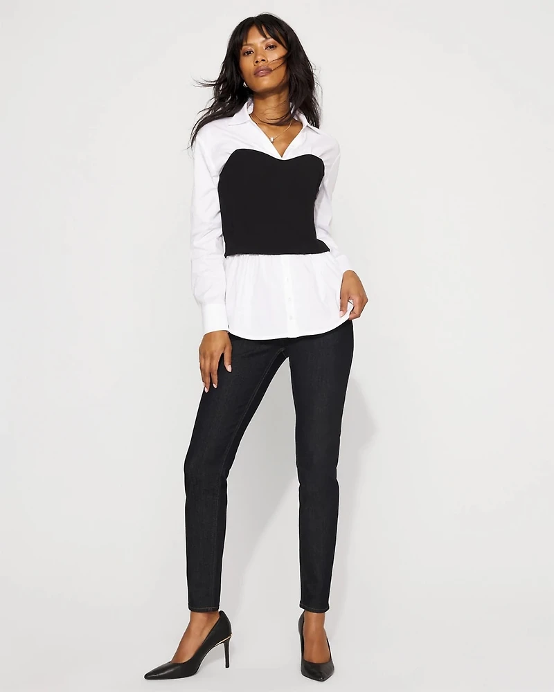 Ponte Bustier + Poplin Shirt
