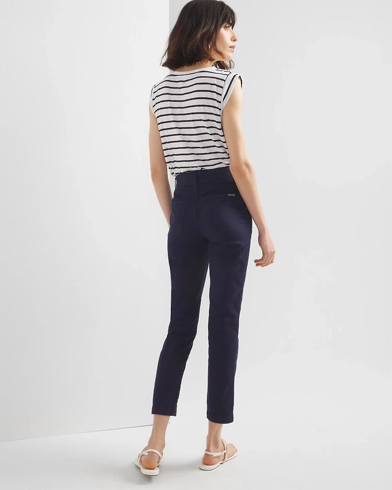 Pret High-Rise Belted Straight Cropped Pant