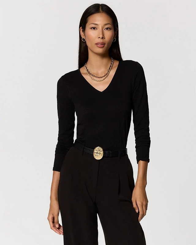 Seamless V-neck Long Sleeve Top