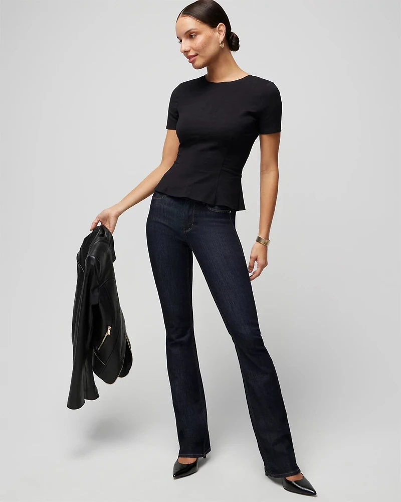 Short Sleeve Seamed Peplum Tee