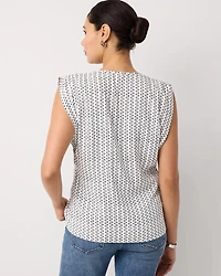 Ruched Shoulder Crepe Shell