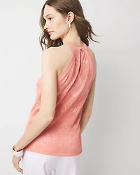 Pointelle Sweater Halter Top
