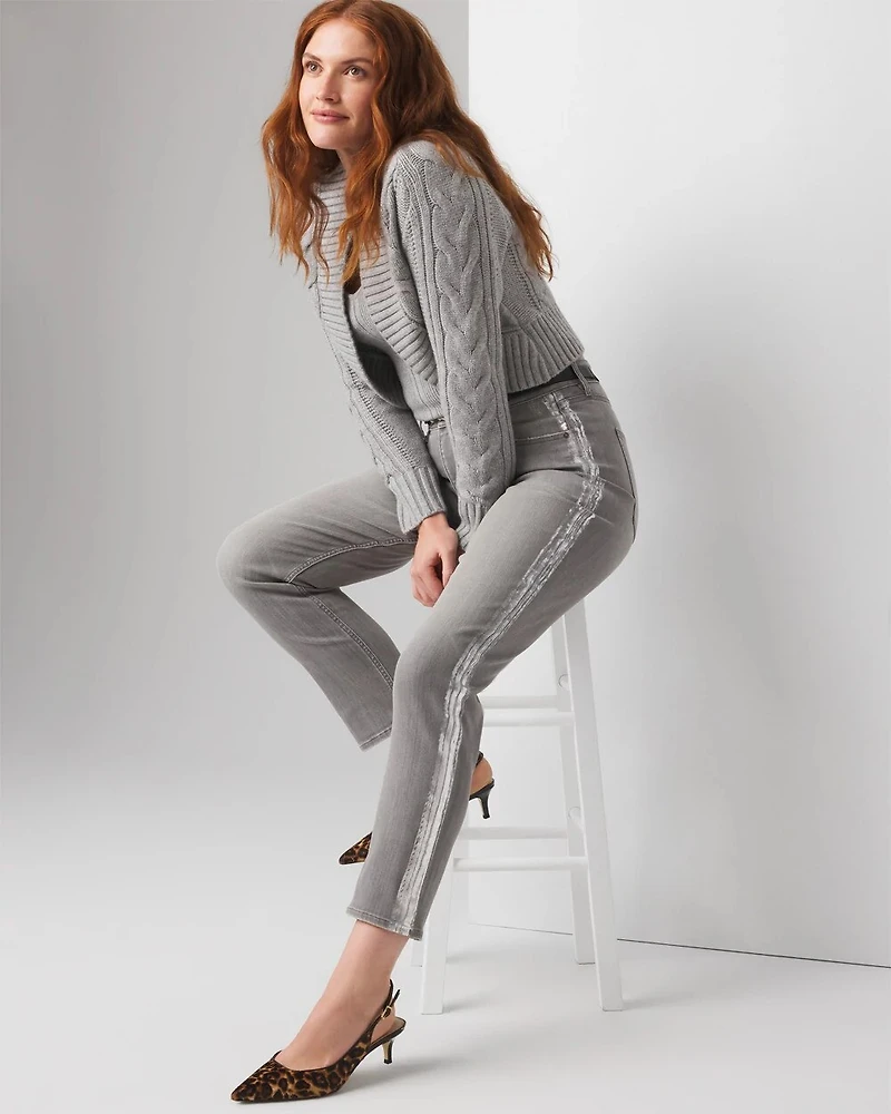 Foil Stripe Straight Jeans