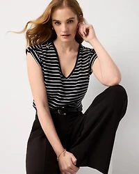 V-Neck Tee with Epaulets