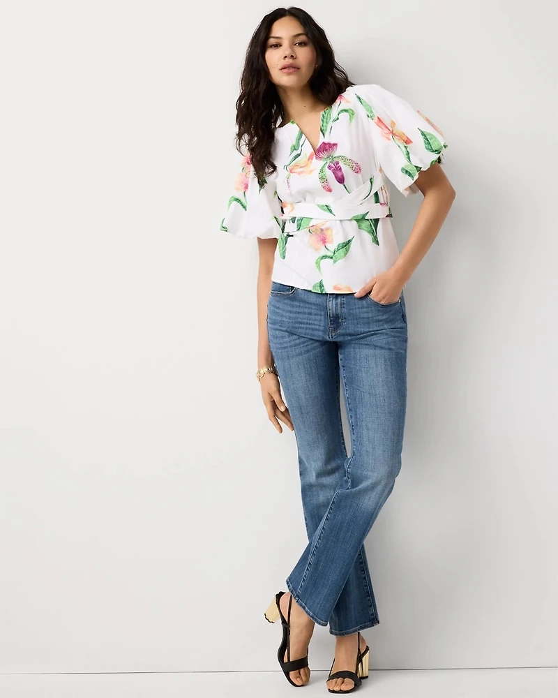 Puff Sleeve Poplin Blouse