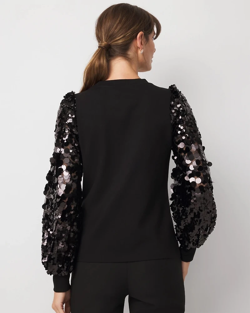 Sequin Blouson Sleeve Top