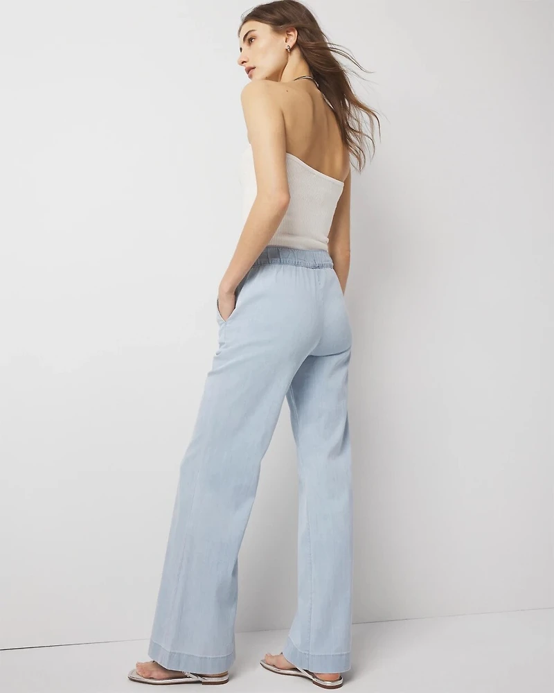 Petite High-Rise Pull-On Wide Leg Jean