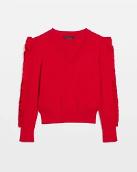 Ruffle Sleeve Pullover Sweater