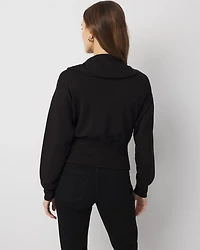 Rib Trim Zip-Up Jacket