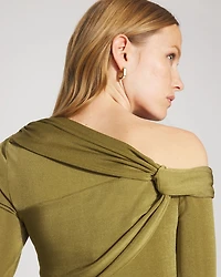 Draped Jersey Top with Twist Details