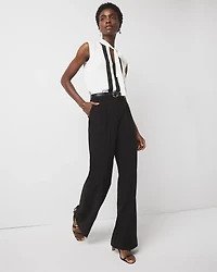 Colorblock Tie-Neck Shell